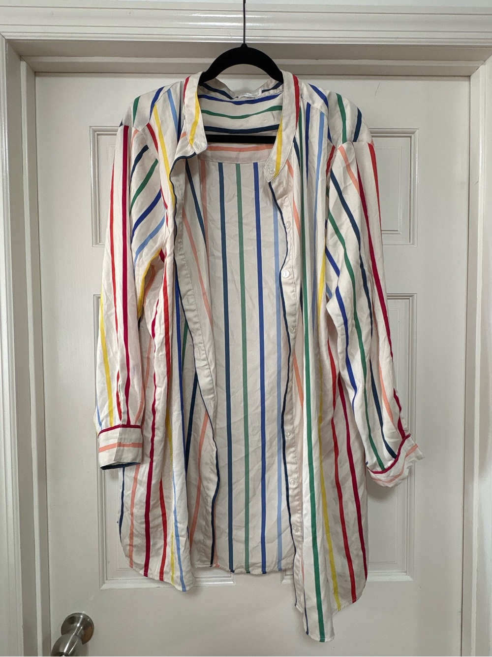 🌈 Swim Cover-Up: Summersalt Rainbow Striped Oversized Button-Up - 1XL 🌈